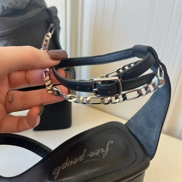 Free People Parker Chain Heel size 7.5 NEW in black womens shoes Y2K 90s - Picture 6 of 9